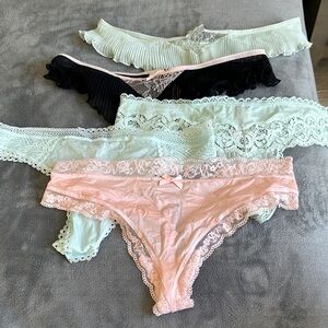 Victoria's Secret Lace Panties Set - Black, Mint, and Pink